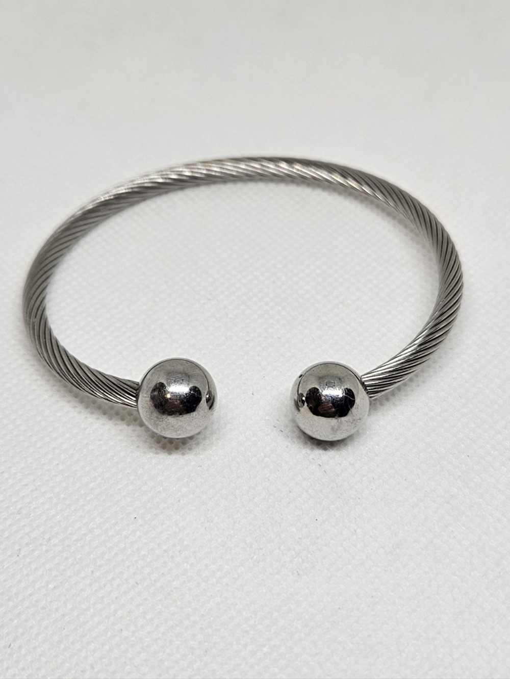Two Tone Cable Bangle Set Stackable Designer Inspired Bracelets - Picture 3 of 16